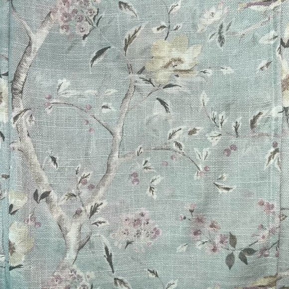 38 x 96 Lillian August Curtains Rod Pocket Birdsong Floral Seafoam Green Blue - Picture 9 of 9